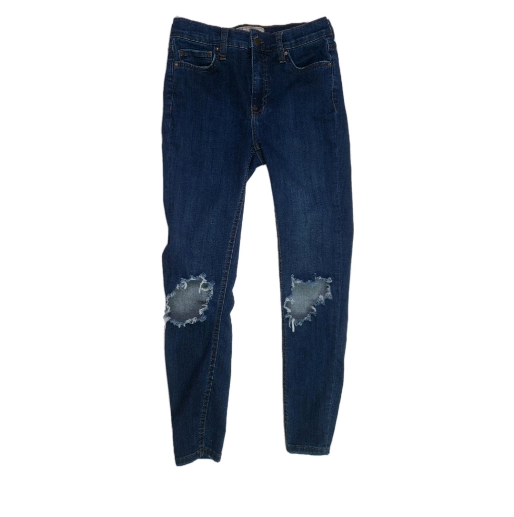 Free People Dark Blue Distressed Women's Skinny Jeans Waist 27 Inseam 26